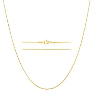 24k Gold Snake Chain Necklace – Thin, Dainty, Gold Plated Stainless Steel Jewelry for Women & Men with Lobster Clasp