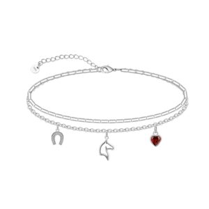 925 Sterling Silver Double Layer Anklet for Women - Adjustable Lightweight Hypoallergenic Ankle Bracelet for Daily & Summer Wear, Boho Beach Jewellery