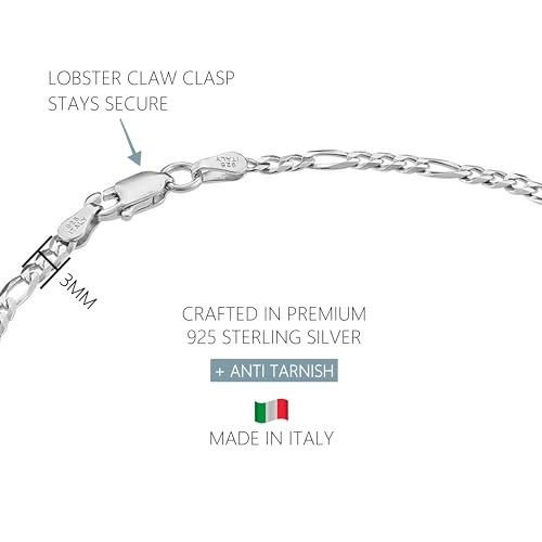 Solid 925 Sterling Silver Ankle Bracelets for Women, Waterproof Tarnish Resistant Anklets, Curb/Rope/Figaro/Mariner Chain, 9, 10, 11 Inch - 图片 4