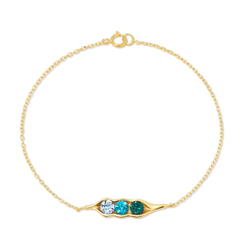 Gold Peas in a Pod Bracelet - Custom Two Stone Pea in a Pod Bracelet - Maternity Bracelet - Gift for New Mom - Push Present - Gifts for Mom - 图片 3