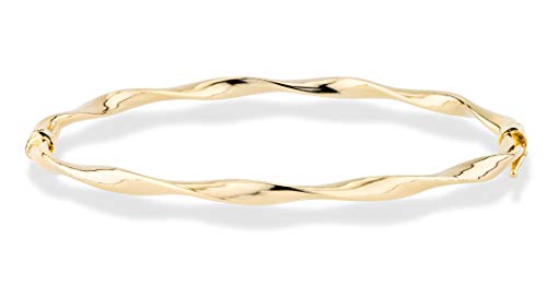 18K Gold Over Sterling Silver Italian Oval Twist Hinged Bangle Bracelet for Women, 925 Made in Italy - 图片 3