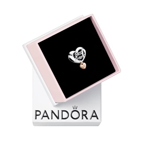 Pandora Love You Best Friend Heart Charm - Compatible Moments - Gift for Her - Made with Sterling Silver Rose - with Gift Box