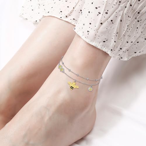 Starfish Ankle Bracelets for Women Seabeach Anklets 925 Sterling Silver Adjustable Foot Beaded white opal Ankle Bracelet Anklet Jewelry - 图片 3