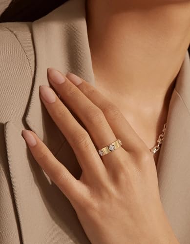 Premium Emerald&Moissanite Clover Rings for Lucky Women|Moissanite D Color VVS1 Clarity 3EX Cut|925 Sterling Silver 14K Gold Plated Non Tarnish - 图片 3