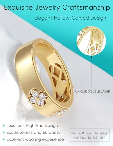 Premium Emerald&Moissanite Clover Rings for Lucky Women|Moissanite D Color VVS1 Clarity 3EX Cut|925 Sterling Silver 14K Gold Plated Non Tarnish - 图片 6