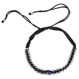 925 Silver Designer Adjustable Evil Eye Black Thread Nazariya Anklet With 48 Silver Balls For Women - 4.5 Grams
