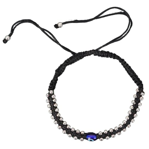 925 Silver Designer Adjustable Evil Eye Black Thread Nazariya Anklet With 48 Silver Balls For Women - 4.5 Grams