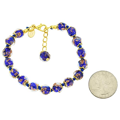 Glass of Venice Murano Bracelet - Italian Blue Sommerso Sparkling Beads Handmade Blown Glass for Women - 图片 5