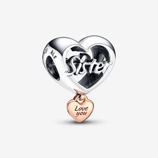 Pandora Love You Sister Heart Charm - Compatible Moments - Stunning Women's Jewelry - Gift for Her - Made Rose & Sterling Silver - With Gift Box - 图片 3