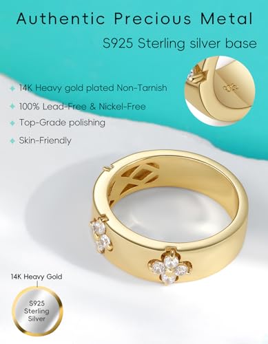 Premium Emerald&Moissanite Clover Rings for Lucky Women|Moissanite D Color VVS1 Clarity 3EX Cut|925 Sterling Silver 14K Gold Plated Non Tarnish - 图片 7