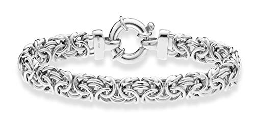 Italian 925 Sterling Silver, 18Kt Gold Plated 9mm Byzantine Bracelet for Women, Handmade in Italy - 图片 3