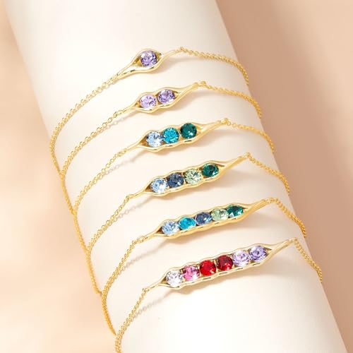 Gold Peas in a Pod Bracelet - Custom Two Stone Pea in a Pod Bracelet - Maternity Bracelet - Gift for New Mom - Push Present - Gifts for Mom - 图片 6