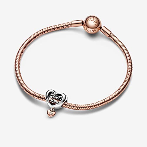 Pandora Love You Best Friend Heart Charm - Compatible Moments - Gift for Her - Made with Sterling Silver Rose - with Gift Box - 图片 6