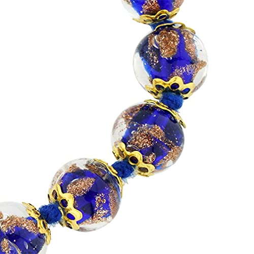 Glass of Venice Murano Bracelet - Italian Blue Sommerso Sparkling Beads Handmade Blown Glass for Women - 图片 4