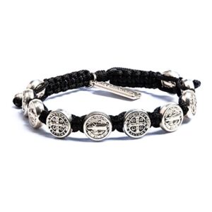 Benedictine Blessing Bracelets – Handwoven Spiritual Protection with Medals Hand-Cast In Italy at Sacred Site