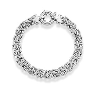 Italian 925 Sterling Silver, 18Kt Gold Plated 9mm Byzantine Bracelet for Women, Handmade in Italy