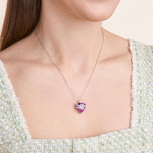 Sterling Silver Created Pink and White Sapphire Wrapped Heart Pendant Necklace , (previously Amazon Collection) - 图片 5