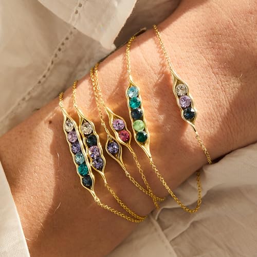 Gold Peas in a Pod Bracelet - Custom Two Stone Pea in a Pod Bracelet - Maternity Bracelet - Gift for New Mom - Push Present - Gifts for Mom - 图片 4