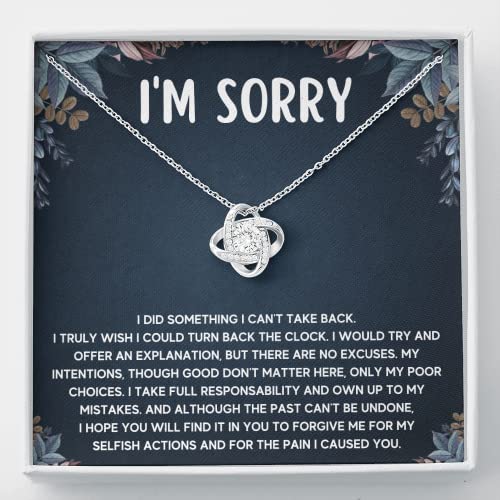 Im Sorry Gifts For Her, Apology Gifts For Her, I Love You I'm Sorry Gift, Giant Sorry Forgiveness Necklace with Message Card and Gift Box