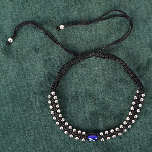 925 Silver Designer Adjustable Evil Eye Black Thread Nazariya Anklet With 48 Silver Balls For Women - 4.5 Grams - 图片 5