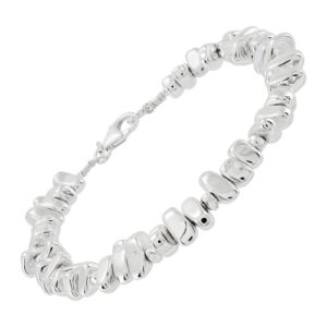 'Collected Beauty' Sterling Silver Hematite Bead Bracelet. 7.5"
