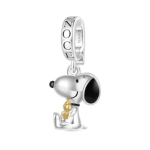 Peanuts Snoopy Pendant Dangle Charm Bracelet for Women, S925 Sterling Silver Dangle Charms for Women Wife, Valentine‘s Day, Mother’s Day Jewelry